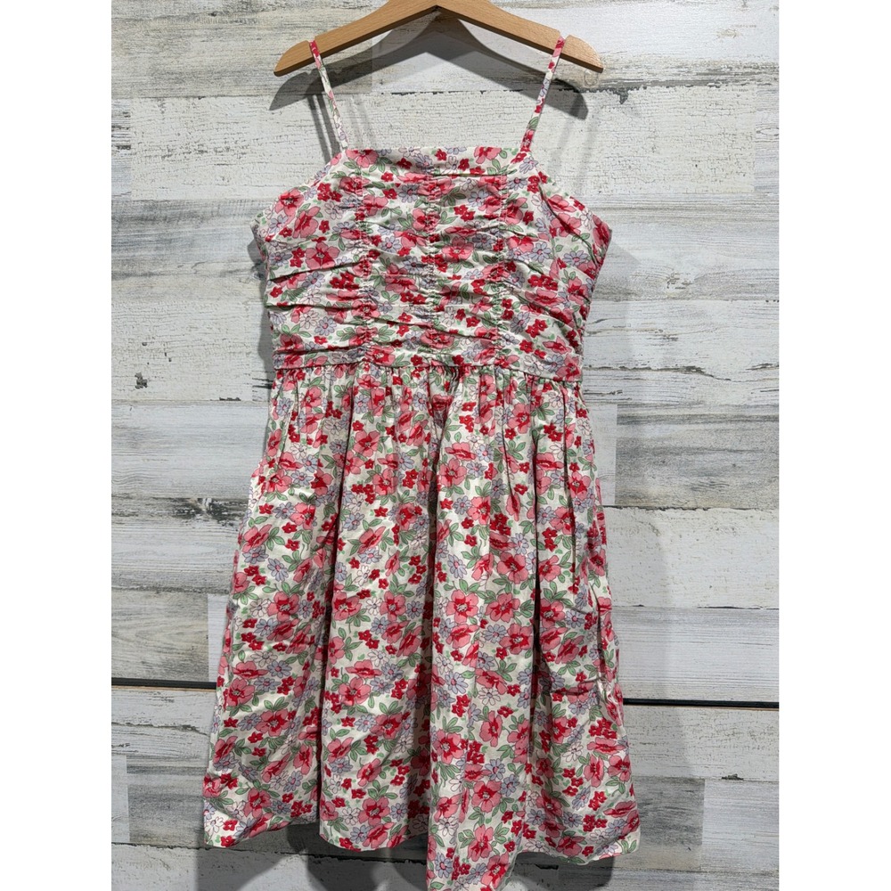Polo Ralph Lauren Dress Girls 14 Red Floral Linen Blend Cottagecore EUC